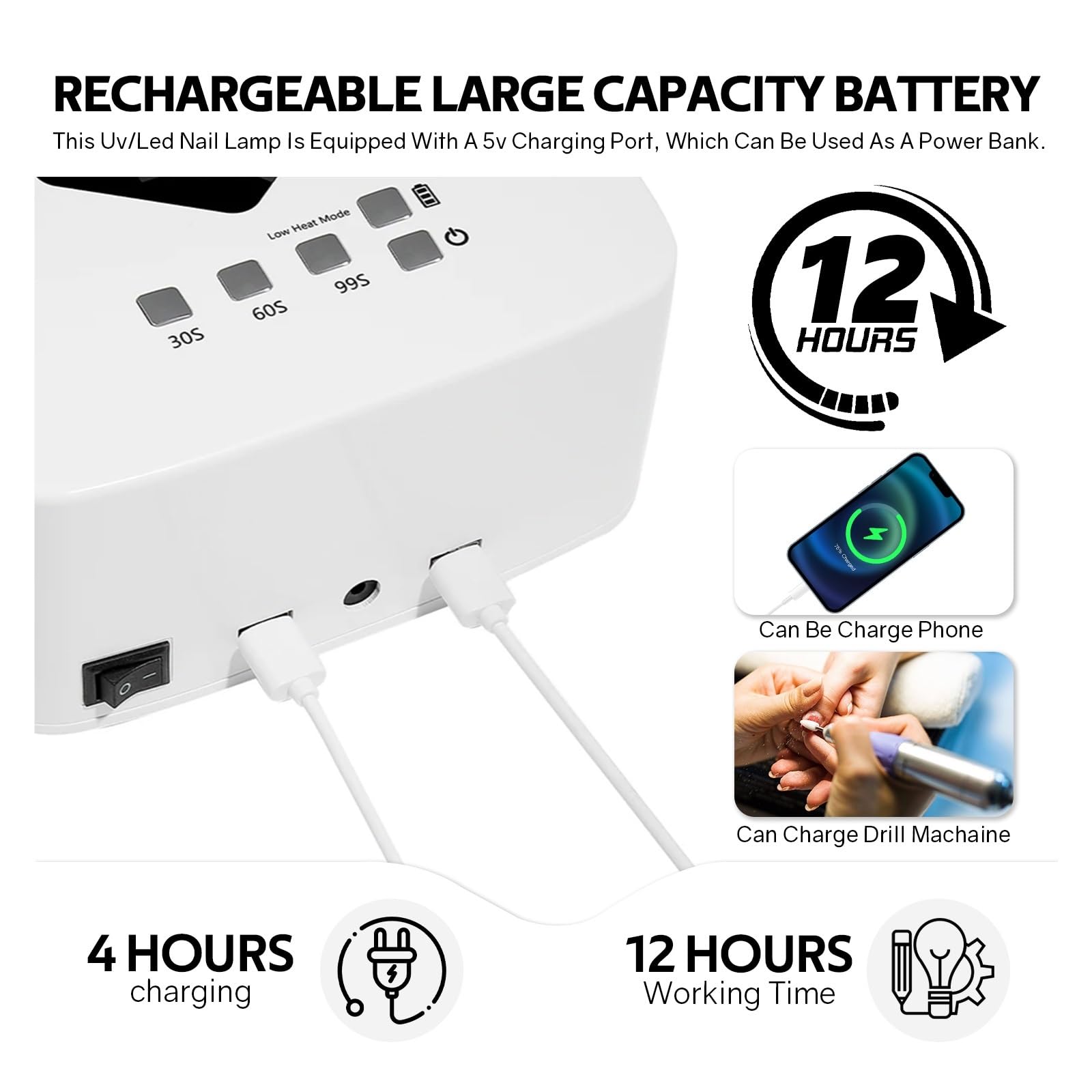 Amazon.co.jp: 充電式UV LEDネイルランプドライヤー、HDディスプレイ